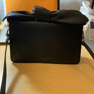 Black lamb skin Ted Baker crossbody 10”x7”x3”